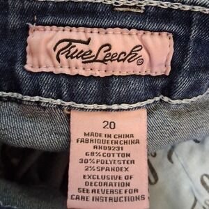 True Luck Jeans Womens 20 Dark Wash Straight Leg Contrast Stitch Flap Pocket